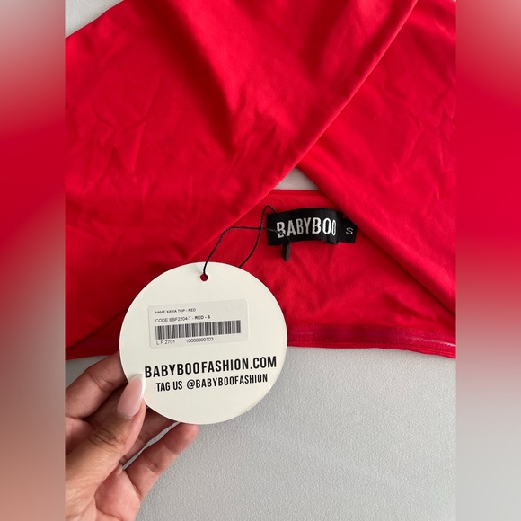 Babyboo Red Halter Crop Top - Picture 2 of 3